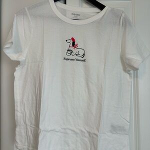 Old Navy White Women's PETITE Dachshund T-Shirt NWT
